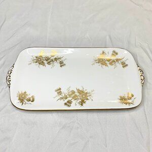 Vintage Bone China Serving Plate Platter Gold Thistle Hammersley & Co England